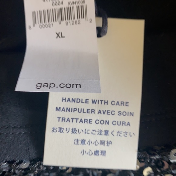 GAP BLACK SEQUIN PENCIL PULL ON SKIRT DARK NIGHT ELASTIC WAISTBAND XL NEW - Picture 7 of 10